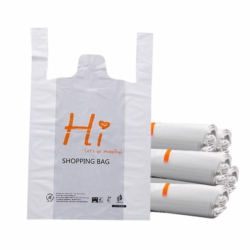 100Pcs Eco Friendly Supermarket Shopping Bag Biodegradable Vest Carrier Bag with Handles 100Pcs Eco Friendly Supermarket Shopping Bag Biodegradable Vest Carrier Bag with Handles